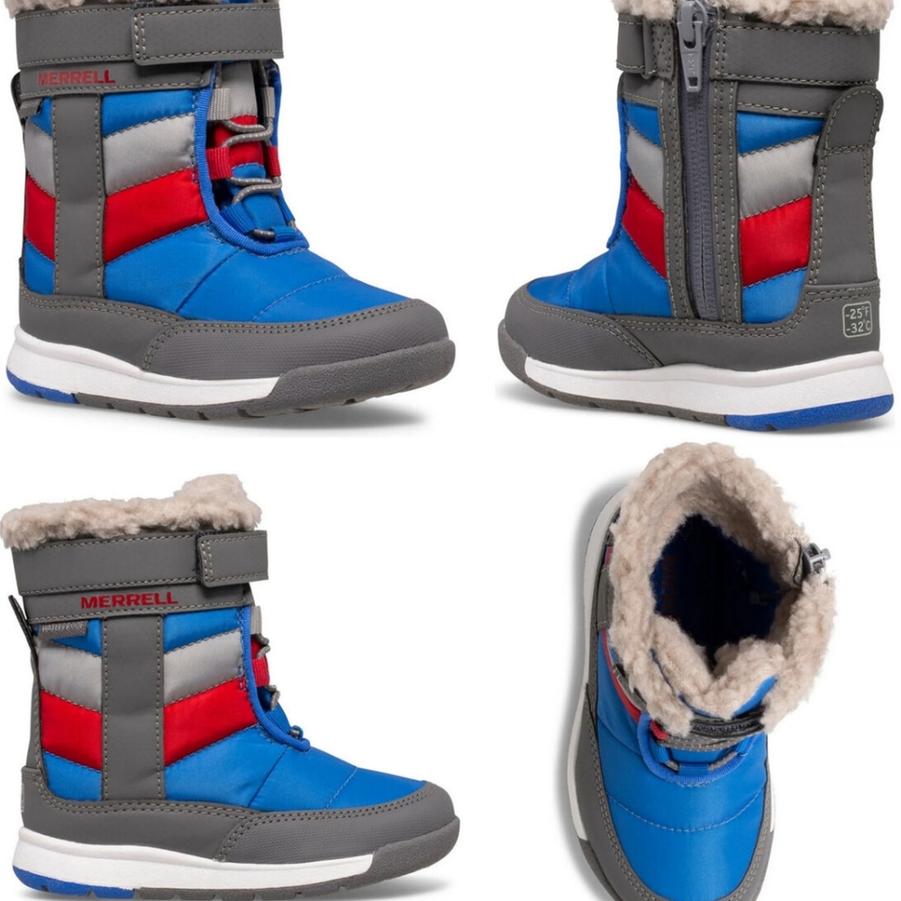 Merrell Boots Alpine Puffer Waterproof Snow Winter Fur Blue Toddler Size 5